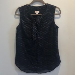 Navy/gold sheer dress top